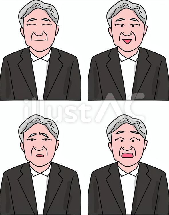表情　笑う　困る　リアクション 表情,笑う,困るのイラスト素材