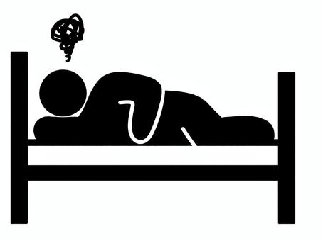 不眠症のピクトグラム 側臥位,横向き,不眠症,ふて寝,イライラ,怒る,ストレス,疲労,昼寝,ピクトグラムのイラスト素材