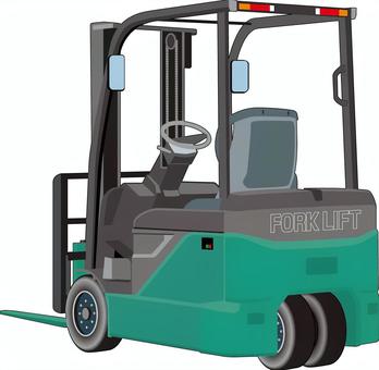 乗式フォークリフト_単体_緑 フォークリフト,荷役,乗式,物流,荷物,倉庫,運送,積み下ろし,車両,緑色のイラスト素材