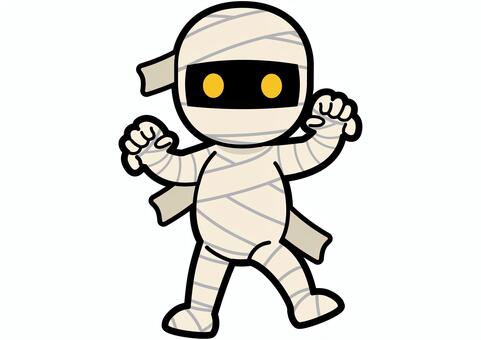 ハロウィンのミイラ ミイラ,ミイラ男,包帯,包帯男,モンスター,妖怪,怪獣,キャラクター,かわいい,可愛いのイラスト素材