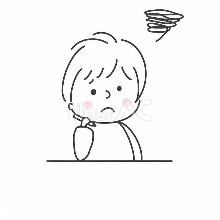 勉強が苦手な男の子 学校,勉強,苦手のイラスト素材