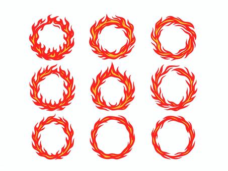 炎をイメージしたフレームセット 炎,火,イメージ,デザイン,フレーム,ワンポイント,炎上,燃焼,装飾,枠のイラスト素材