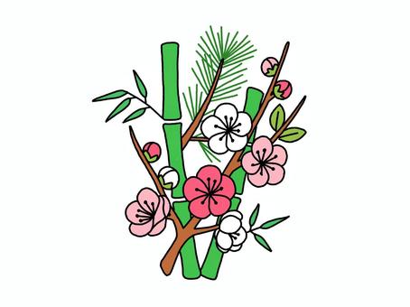 松竹梅のシンプルな手描きイラスト 松竹梅,松,竹のイラスト素材