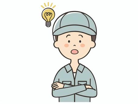 納得する男性作業員 納得する男性作業員 ひらめく,ひらめき,アイデア,思いつく,解決,理解,納得,わかる,男性,男のイラスト素材