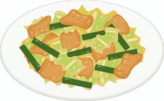 ホルモン野菜みそ炒め ホルモン,野菜,もつ,炒め物,みそ炒め,みそ,キャベツ,ニラ,食べ物,料理のイラスト素材