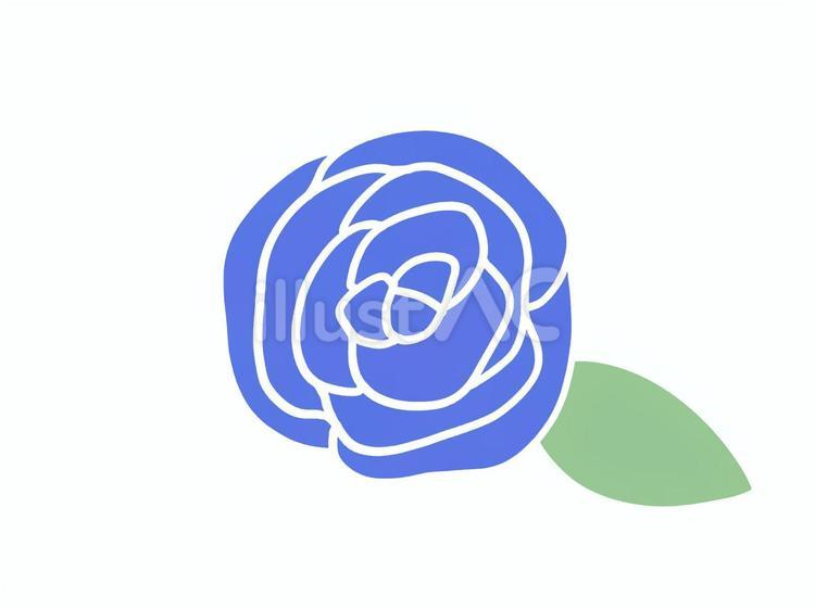 青　薔薇　葉っぱ付き　主線なし　イラスト 葉,葉っぱ,青のイラスト素材