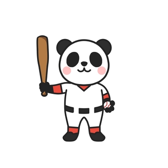 野球のユニフォームを着た動物　パンダ 野球,バット,ボール,ユニフォーム,試合,練習,スポーツ,チーム,打者,バッティングのイラスト素材