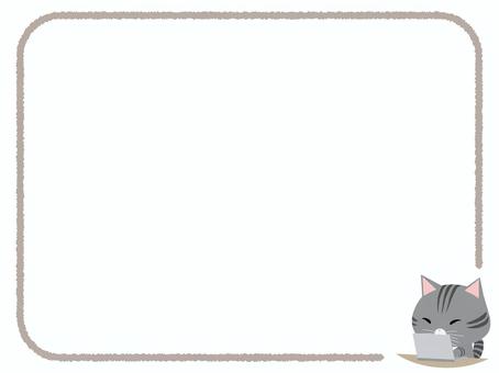 ノートパソコン_猫 ノートパソコン,猫,さばとら,動物,かわいい,pc,フレームのイラスト素材