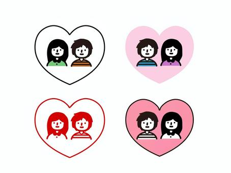 シンプルカラーライン恋人アイコンセット01