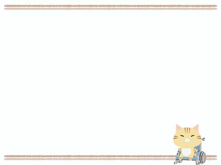車椅子_猫 車椅子,猫,ちゃとら,動物,かわいい,医療,フレームのイラスト素材
