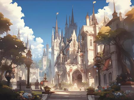 Fantasy-style buildings in the cityscape 2_Background, JPG Fantasy-style buildings in the cityscape 2_Background, city, tower, a mansion, JPG