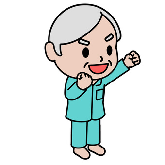 ガッツポーズする患者 患者,ガッツポーズ,喜び,回復,成功,感謝,医療,病院,健康,笑顔のイラスト素材