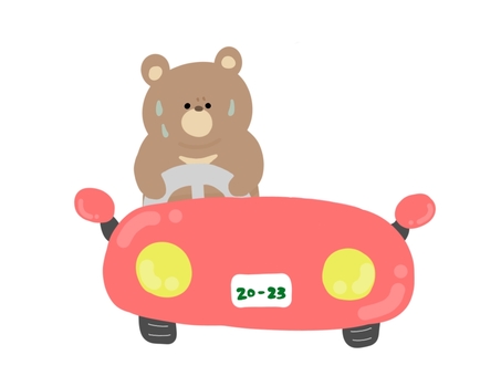 A bear driving nervously, , JPG and PNG