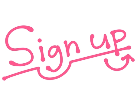Sign upの文字（ピンク） サインアップ,登録,新規,アカウント,作成,ユーザー,操作,申し込み,誘導,管理のイラスト素材