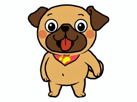 わんぱくパグキャラ 犬,パグ,男の子,いたずら,キャラクター,わんぱく,ワクワク,イラスト,手描きのイラスト素材
