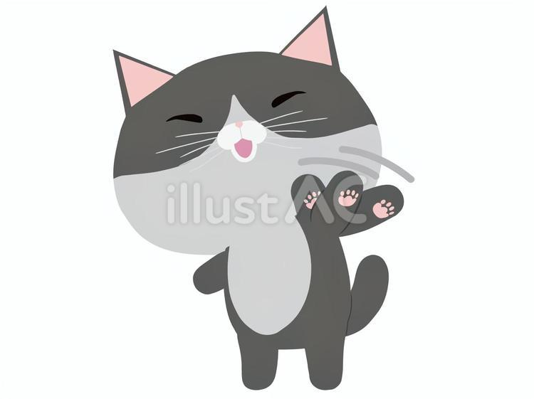 手を振る_猫 手,振る,猫のイラスト素材