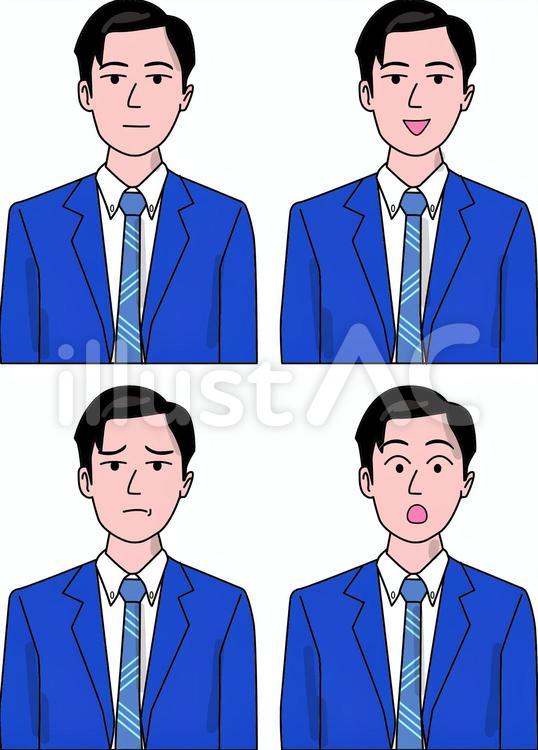 表情　笑う　困る　リアクション 表情,笑う,困るのイラスト素材