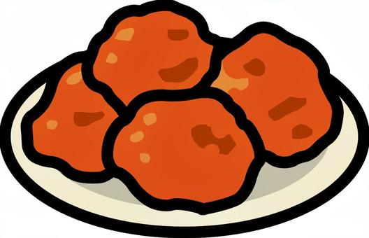 アイボリーの皿の唐揚げです。 唐揚げ,シンプル,揚げ物,鶏肉,食べ物,料理,おかず,定番,食卓,ごちそうのイラスト素材