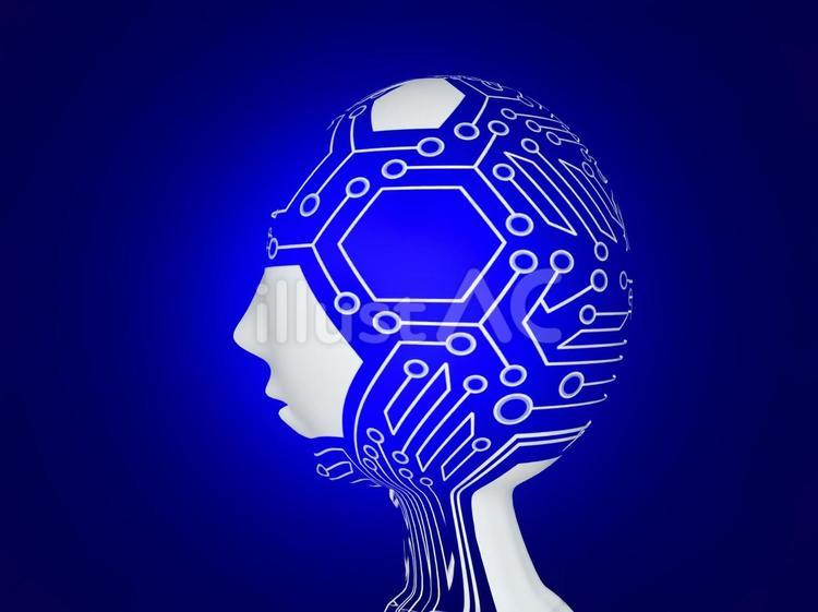 AI人工知能の横顔イメージの背景・青 ai,人工知能,近未来のイラスト素材