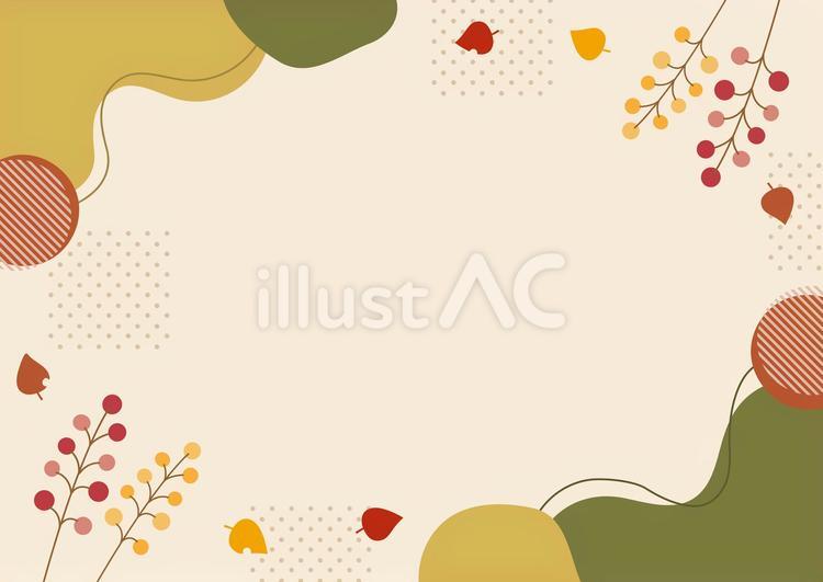 秋の葉と手描きのシェイプの背景素材04 秋,背景,フレームのイラスト素材