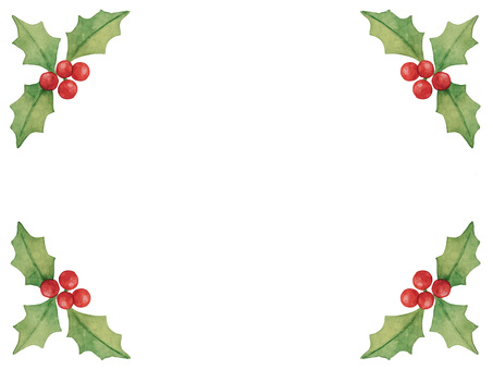 7.フレーム フレーム,枠,背景,背景素材,クリスマス,christmas,ヒイラギ,柊,赤い実,冬のイラスト素材