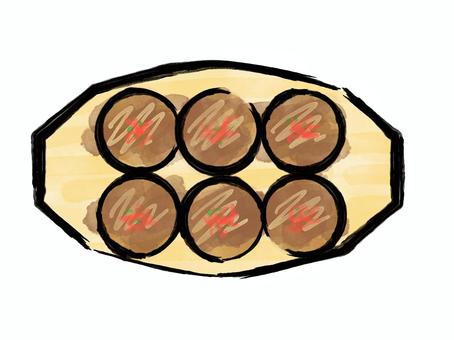 たこ焼き たこ焼き,お祭り,屋台,夏,食べ物,筆絵,墨,水彩,挿絵,和風のイラスト素材