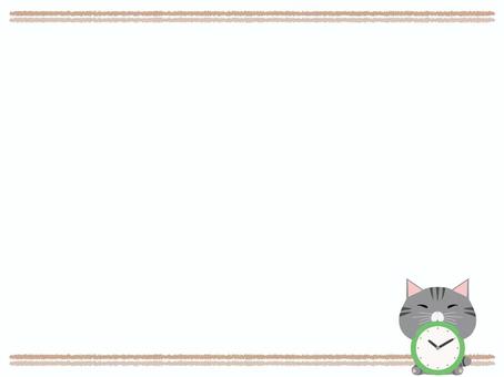 時計_猫 時計,猫,さばとら,動物,かわいい,時間,フレームのイラスト素材