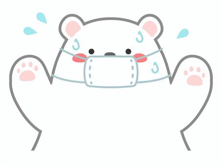 風邪・熱があるシロクマ・熱中症 風邪,シロクマ,熱中症対策,マスク,熱中症,マスク熱中症,熱中症予防,夏,暑い,汗のイラスト素材