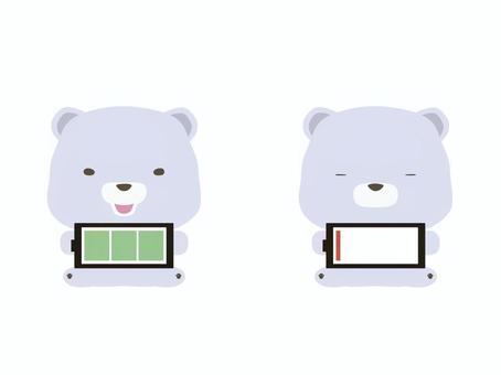 電池_熊 バッテリー,クマ,シロクマ,セット,充電,切れ,満タン,動物,かわいいのイラスト素材