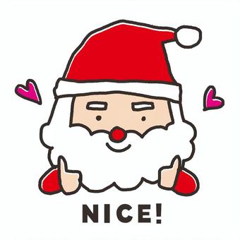 いいねするサンタクロース サンタクロース,クリスマス,xmas,冬,12月,手描き,かわいい,いいね,ハート,niceのイラスト素材