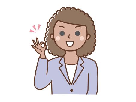 ピースサインする黒人OL 外国人,黒人,女性,ビジネス,キャリアウーマン,会社員,ol,スーツ,okサイン,okのイラスト素材