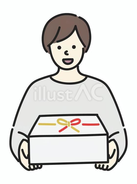 お中元お歳暮ギフトするひと お中元,お歳暮,残暑見舞いのイラスト素材