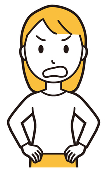  ロングヘア女性(黄)-396-バスト 傲慢,悪人,女性,女の子,人物,かわいい,表情,感情,悪い,悪事のイラスト素材