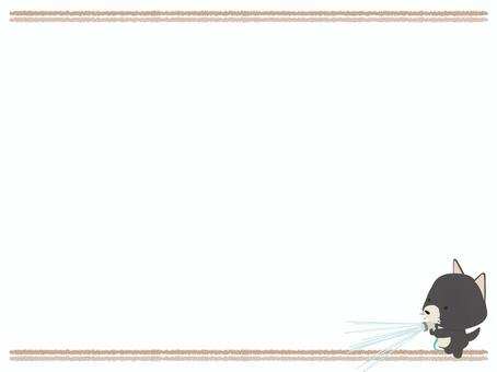 水撒き_犬 水撒き,犬,動物,かわいい,散水,ホース,水,打ち水,フレームのイラスト素材