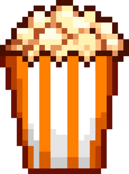 ドット絵のオレンジカップのポップコーン ドット絵,ポップコーン,シンプル,お菓子,スナック,映画館,フード,食べ物,ジャンクフード,カップのイラスト素材