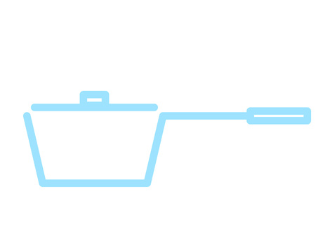 料理・調理器具・片手鍋の水色アイコン 片手鍋,アイコン,調理器具,グルメ,料理,横,線画,水色,青,かわいいのイラスト素材