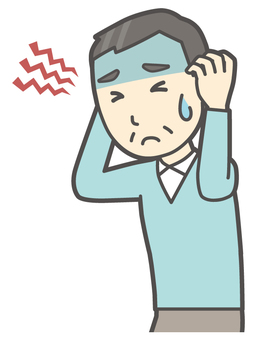 ニット中年男性-079-バスト  ニット中年男性-079-バスト 頭痛,おじさん,男性,中年,お父さん,パパ,シニア,ミドルエイジ,人物,かわいいのイラスト素材