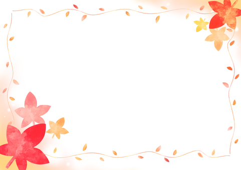 秋フレーム 秋,フレーム,もみじ,紅葉,葉,葉っぱ,背景,壁紙,水彩,かわいいのイラスト素材