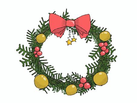 手描きクリスマスリース