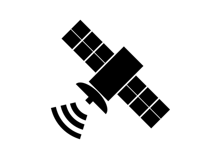 人工衛星の白黒アイコン 人工衛星,衛星,電波,観測,宇宙,白黒,モノクロ,シンプル,シルエットのイラスト素材