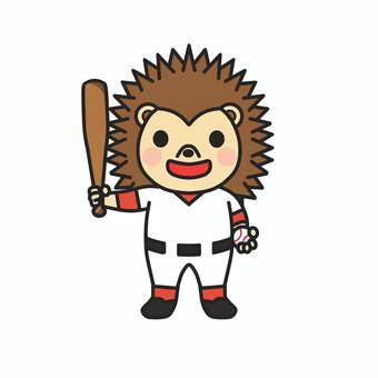 野球のユニフォームを着た動物　ハリネズミ 野球,バット,ボール,ユニフォーム,試合,練習,スポーツ,チーム,打者,バッティングのイラスト素材