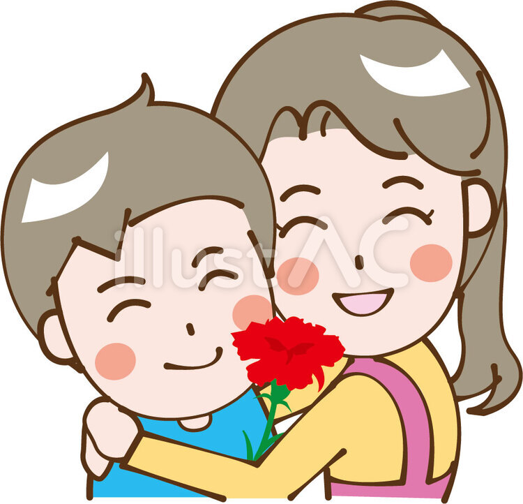 母の日母と息子はぐ 母の日,母,おかあさんのイラスト素材