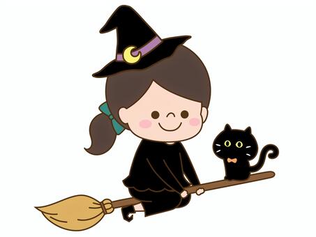 秋の人物イラスト<10月・ハロウィン> ハロウィン,ハロウィーン,魔女,人物,人,10月,秋,仮装,子ども,女の子のイラスト素材