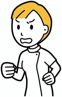  理学療法士女(黄)-174-バスト 怒る,理学療法士,整体師,白衣,医療,病院,柔道整復師,カイロプラクティック,鍼灸師,マッサージ師のイラスト素材