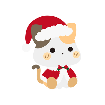 お座り動物ネコ【クリスマス】