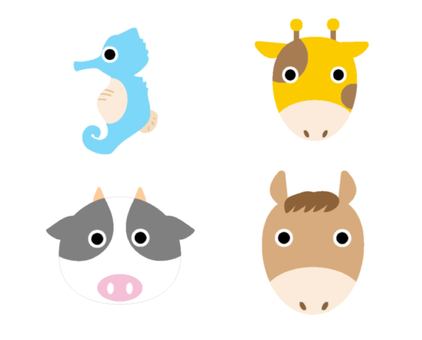 Animals (seahorses, giraffes, cows, horses), पशु, सेट करें, दरियाई घोड़ा, JPG, PNG and AI