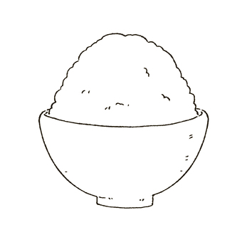 お茶碗に入ったご飯　線画 ご飯,茶碗,手描き,シンプル,可愛いのイラスト素材