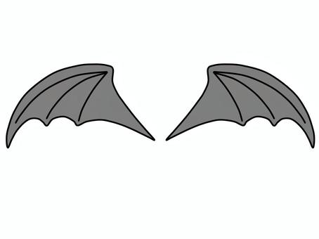 黒い翼 翼,コウモリ,悪魔,飾り,黒,羽根,シンプル,デフォルメのイラスト素材
