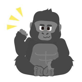 ガッツポーズをするゴリラ ガッツポーズ,アクション,ポーズ,ゴリラ,生き物,動物,動物園,ワイルド,サル,野生動物のイラスト素材