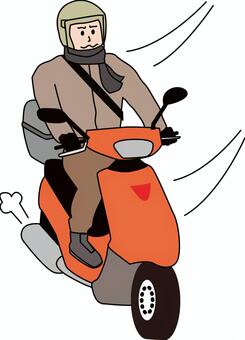 原付寒い 原付,冬,寒い,スクーター,乗る,移動,走行,外出,通勤,男性のイラスト素材